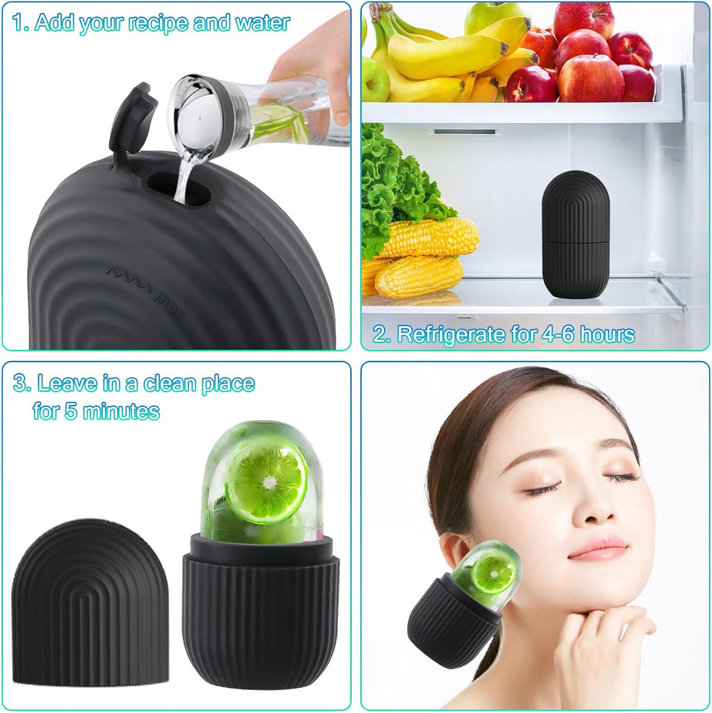 Skinova Reusable Ice Therapy Roller – Cooling Relief for Facial Puffiness, Eye Strain & Daily Stress (Black)
